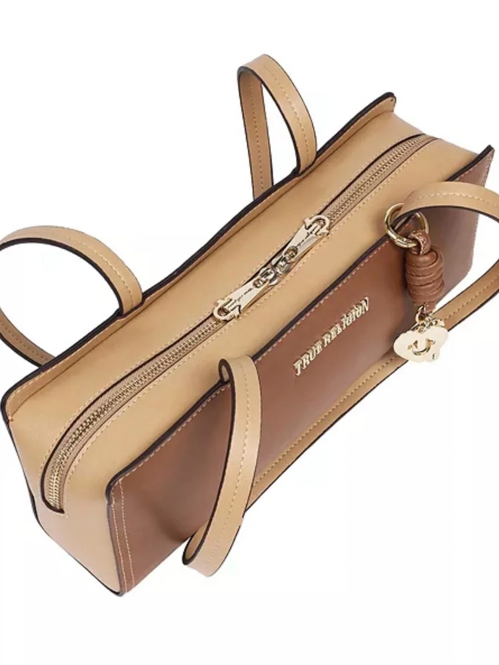 True Religion East/West Modern Satchel Black Gold Hardware
